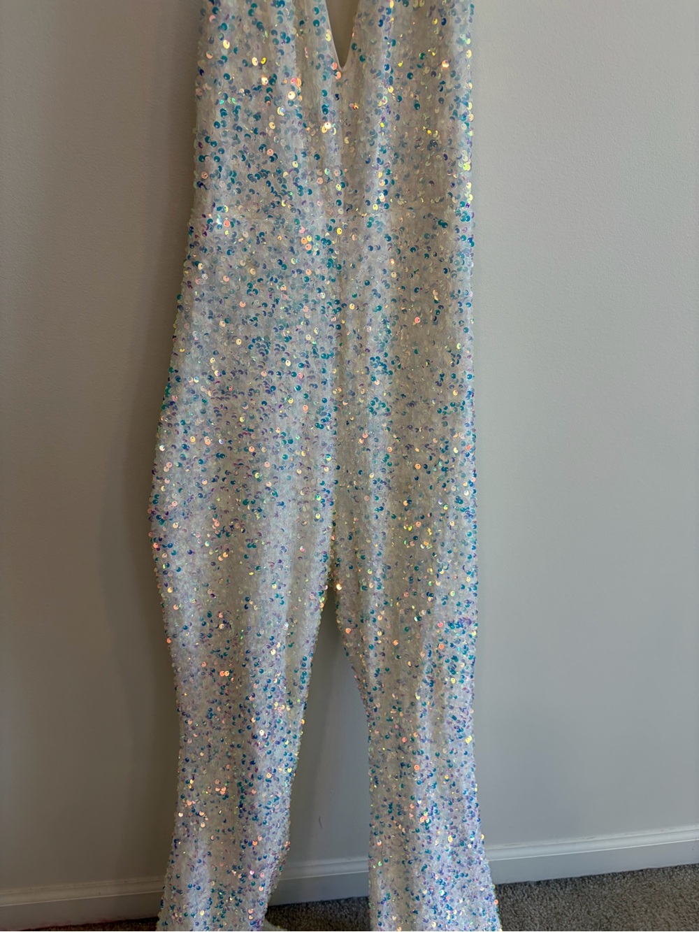 Show Me Your MuMu StudioHalter Jumpsuit - White Sequins Size Medium - Picture 16 of 16
